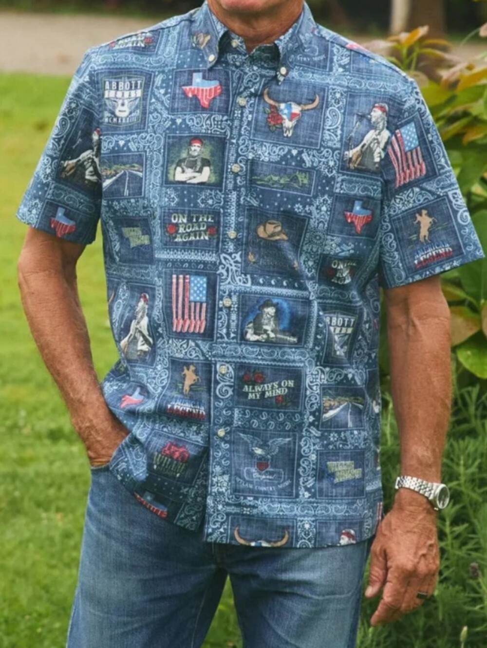 reyn spooner x Willie Nelson Americana Print Short-Sleeve Button-Down Shirt - Picture 3 of 16